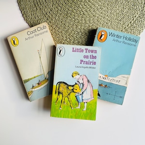 Vintage Penguin Puffin Books, Arthur Ransome, Laura Ingalls Wilder, Coot Club, Winter Holiday, 1960s Retro Decorative Collectable Book