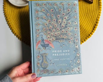 Pride and Prejudice, Jane Austen, Cranford Edition, Hardback Book, Sprayed Edges, Classic Novel, Peacock Cover, Bookish Gift