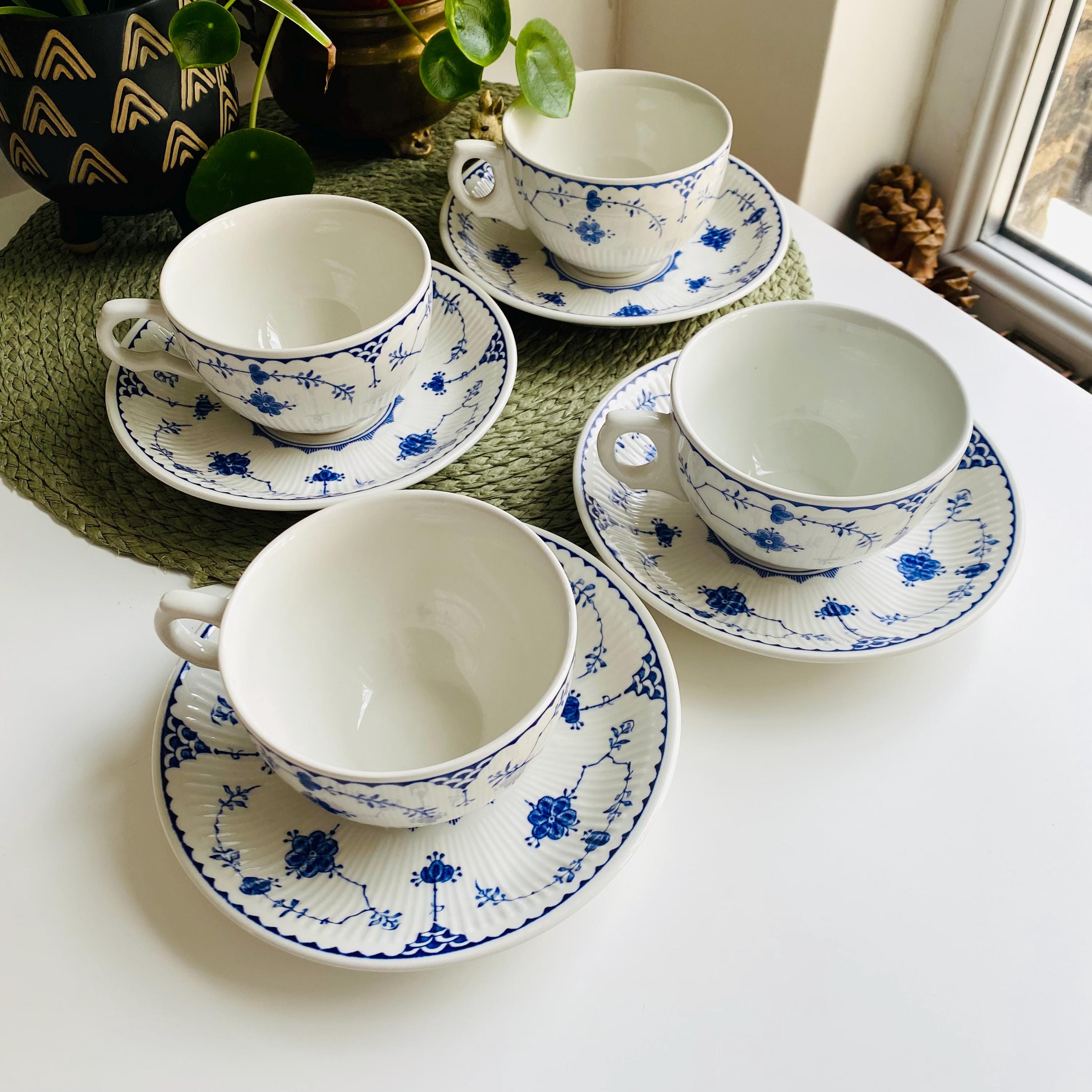 Vintage Blue Denmark Furnivals Tea Cup Set of 1 to 4 Breakfast