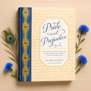 Orgullo y prejuicio, Jane Austen, novela completa con diecinueve cartas de la correspondencia de los personajes, escritas a mano y dobladas. Clásicos.