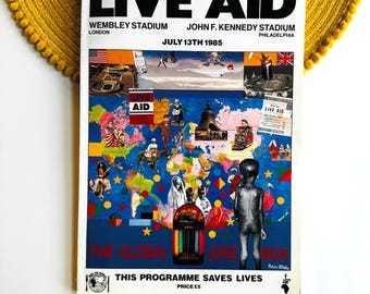 Live Aid 1985 Concert Programme Wembley Stadium Book by Bob Geldof, Queen Paul McCartney David Bowie U2 Elton John, Rock Music Collector