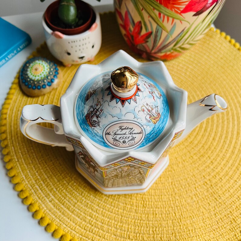 Vintage Sadler Queen Elizabeth Spanish Armada Teapot Tea Pot Etsy