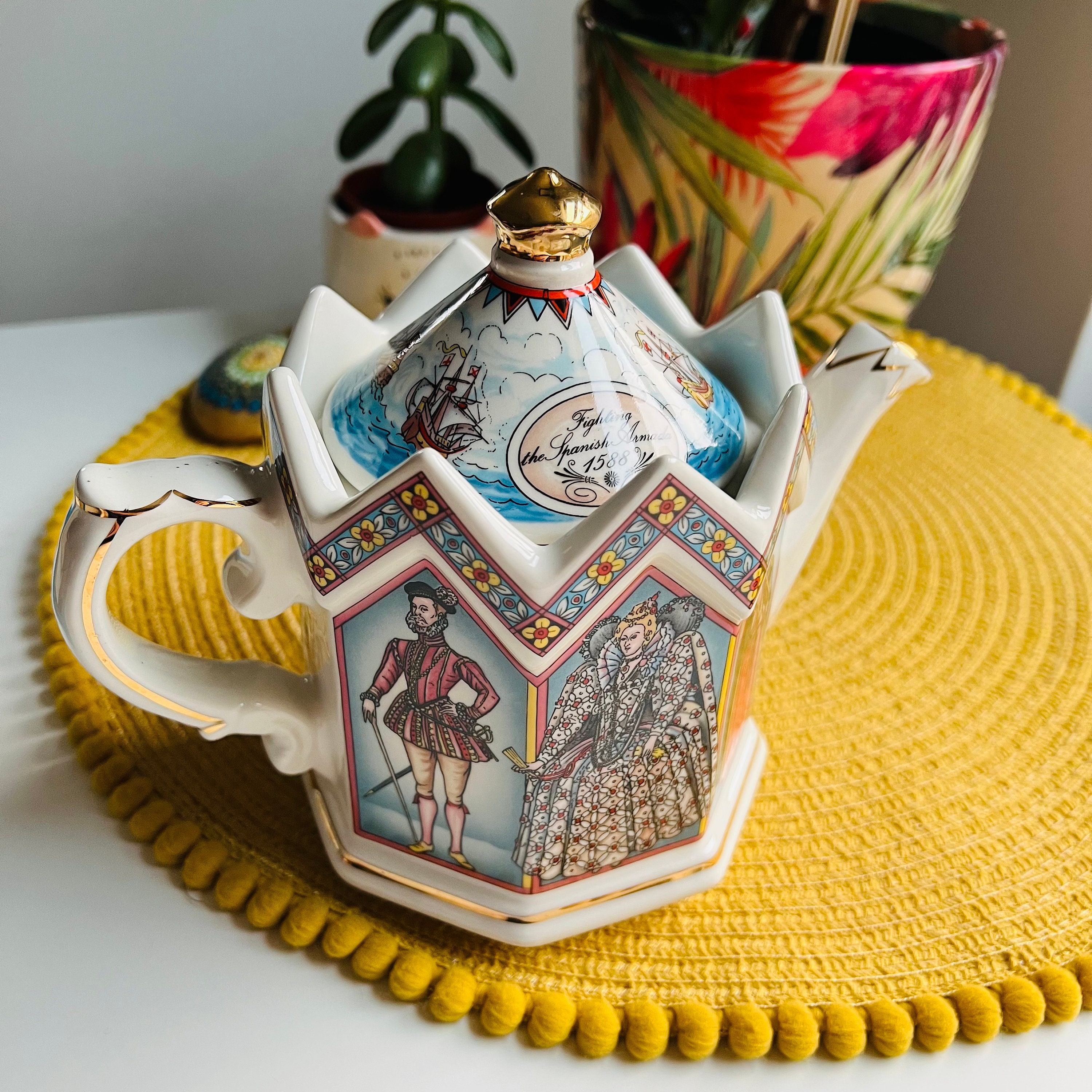 Vintage Sadler Queen Elizabeth Spanish Armada Teapot Tea Pot Etsy