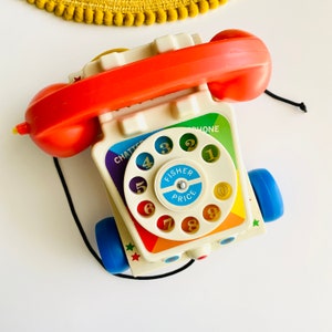 Fisher Price Vintage Telephone Car Toy, Chatter Retro Baby Push Along Children's Toy 1960s Retro Home Pretend Toddler Play Toys Toy Story image 3
