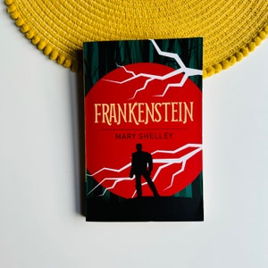 Frankenstein by Mary Shelley, Horror Book, Suede Leather Feel, Deluxe Ribbon Edition, Gothic Friend Gift, Gothic Horror Fiction Book Story