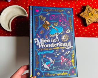 Alice in Wonderland and Through the Looking Glass, Illustrated Blue Purple Deluxe Book