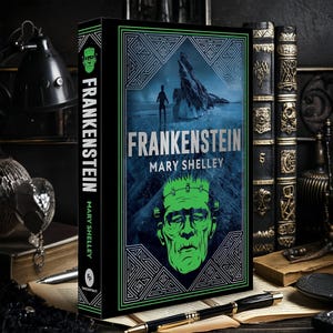 Frankenstein, Mary Shelley, Classic Horror Book, Metallic Black Blue Green, Horror Hardback Book, Deluxe Decorative Edition, Gothic Gift