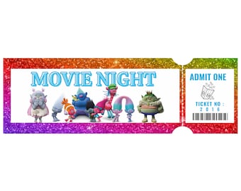 Trolls Movie Ticket Printable | Characters Edition