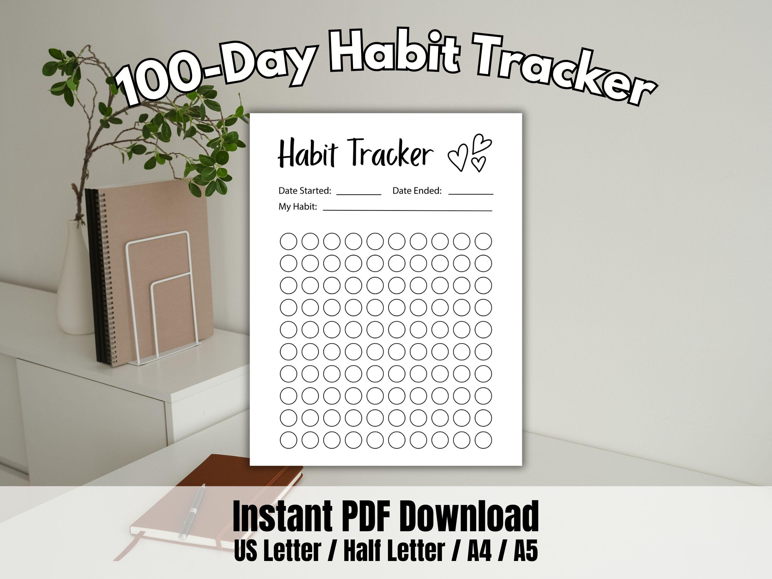 100 Day Habit Tracker Printable | Minimalist Design (PDF) - Etsy