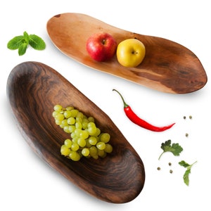 Unique wooden bowls / platters/ serving dishes made by hand of pear tree (nr 1) and of walnut tree (nr 2)