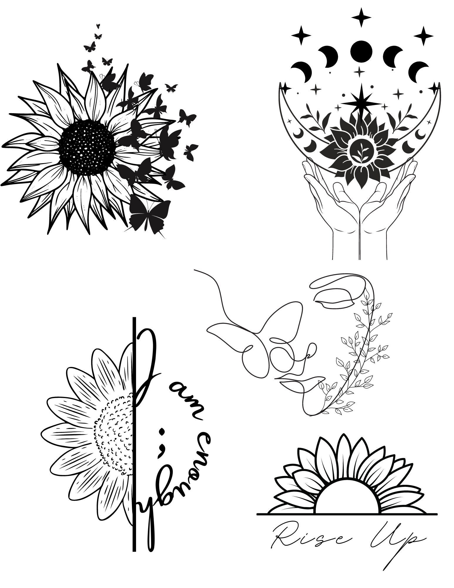 Black And White Sunflower Tattoo