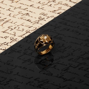 Mourning Signet Ring - 18kt Gold Vermeil with black enamel and freshwater pearls