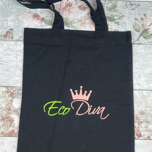 Cotton EcoDiva Tote Bag Black - Perfect to store your clean pads gift for her selfcare reusable