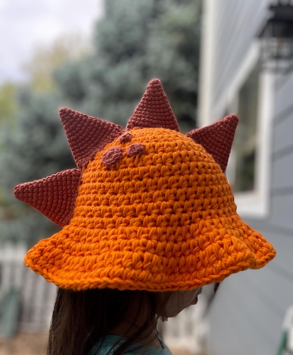 Dinosaur Spike Sun Hat Crochet Pattern- Adult and Child Sizes- US