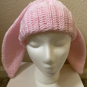 Rabbit Ear Beanie Kids and Adult sizes-Crochet Pattern Only image 2