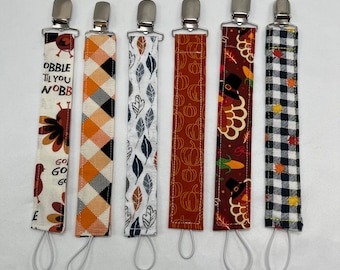 Fall inspired pacifier clips | binky holder | paci clip | pumpkin Fall