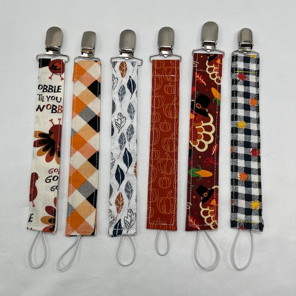 Fall inspired pacifier clips | binky holder | paci clip | pumpkin Fall