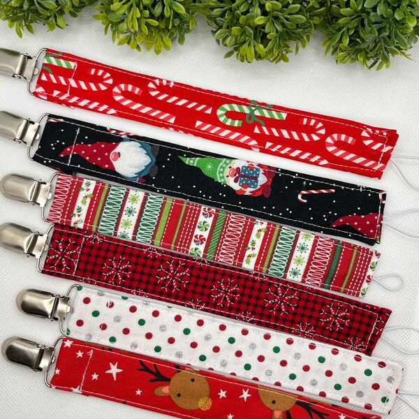 Holiday inspired pacifier clip | binky clip | binky holder | Christmas | baby Christmas pacifier clips