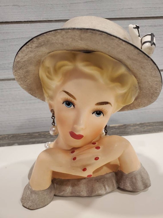 Vintage Relpo Lady Head Vase K11758 Etsy