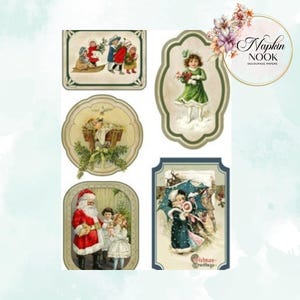 Rice Paper For Decoupage, A4 Paper, Victorian Christmas Holiday Images, DIY Craft Supply For Mixed Media, Crafter's Gift, Mulberry Paper