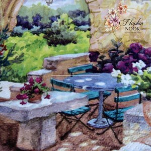 2 servilletas de papel para decoupage, jardín amurallado, 6,5 x 6,5 pulgadas, imagen de la naturaleza, técnica mixta, regalo para artesanos