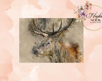 Stag Decoupage Paper For Furniture, Large