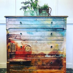 Decoupage Paper For Furniture Large, A1 Sizing, Gifted DIY Craft, Refurbished Furniture Decoupage Paper, Furniture Upcycling, 50s Car Decor