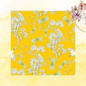 Chinoiserie Seamless Decoupage Paper, Set Of  3 Sheets, Gifted DIY Craft, Floral Decoupage Paper For Furniture Large, Tissue Papers