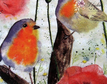 Red Robins Decoupage Paper Napkins, Spring Bird Design
