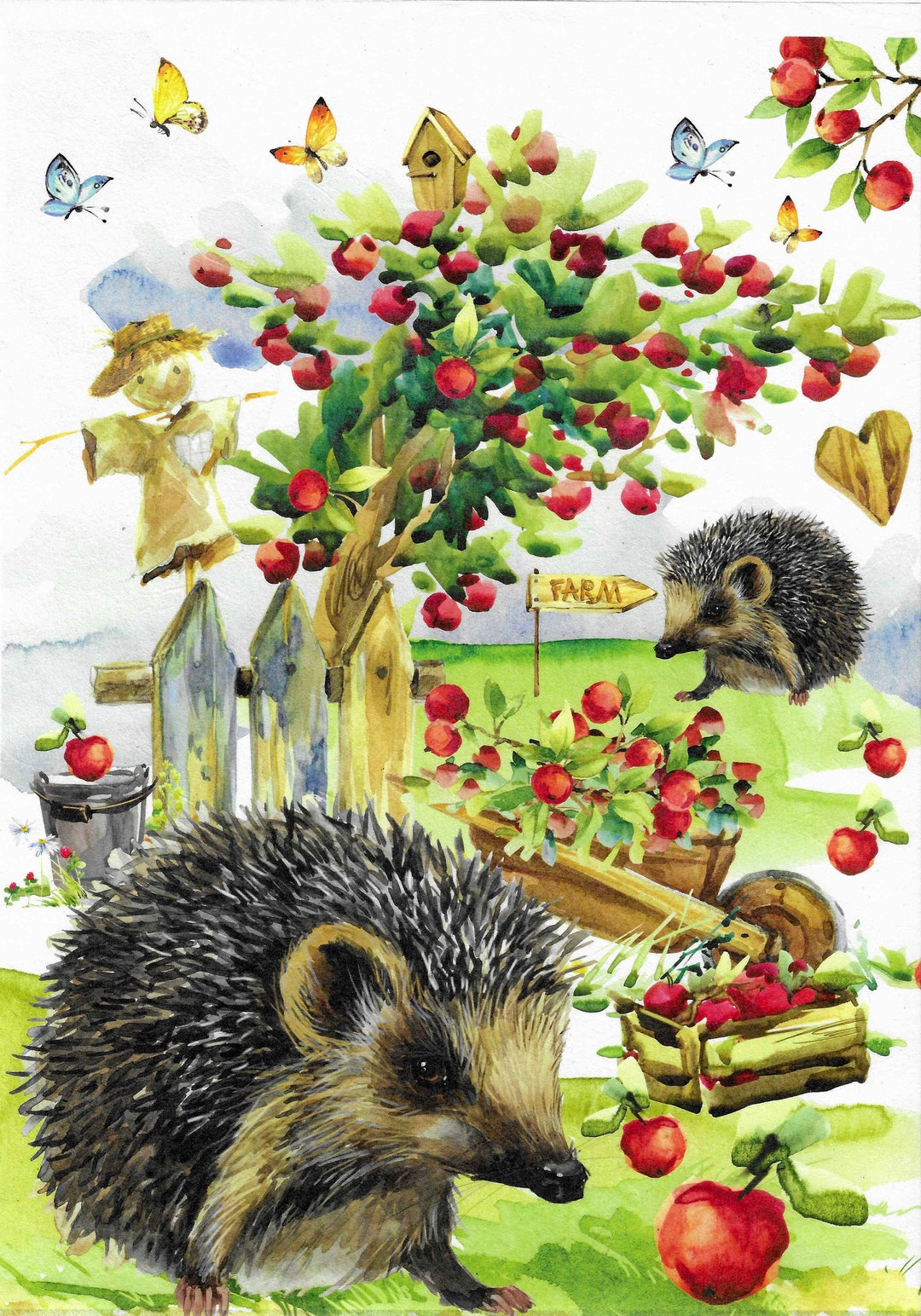 Hedgehog Decoupage Rice Paper, Craft Supply for Card Making and