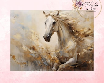 Galloping Horse Decoupage Paper For Furniture, DIY Gift, A4, Paper Craft