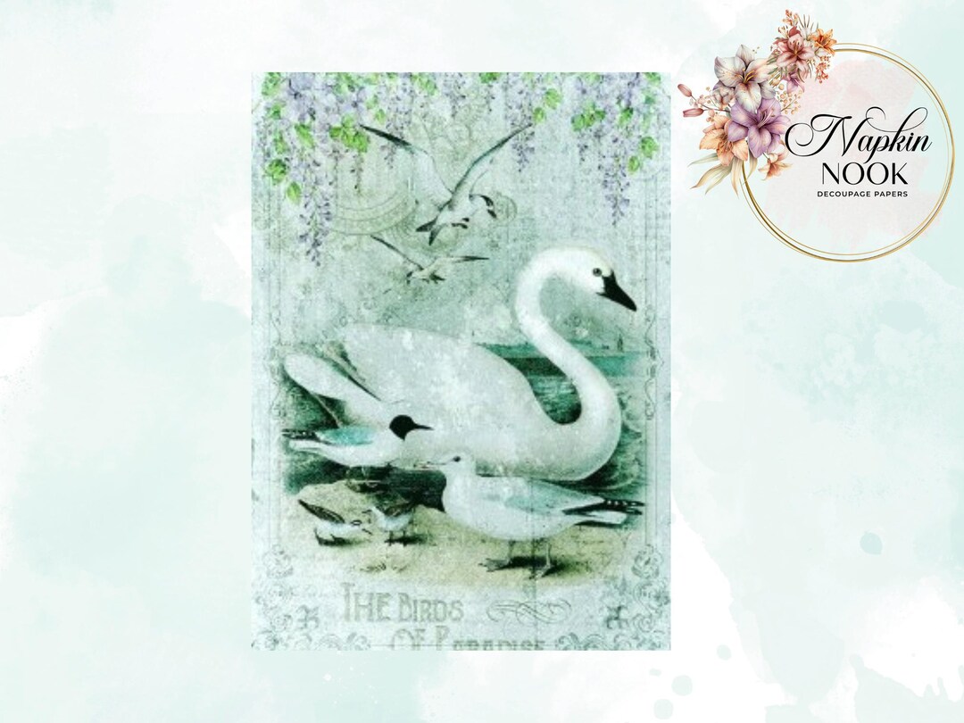 Pink Swan Rice Paper Swan Rice Paper for Decoupage, Nature Image, Water Bird Crafter's Gift ...