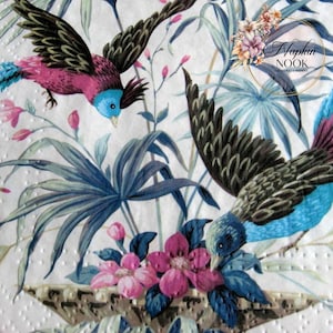 2 Decoupage Paper Napkins Exotic Birds  6.5&quot; x 6.5&quot;, Nature Image Craft Supply