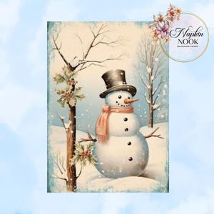 Snowman Rice Paper For Decoupage, A4,  Christmas Crafts, Paper Craft