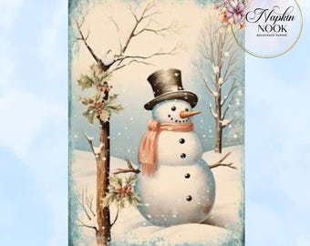 Snowman Rice Paper For Decoupage, A4,  Christmas Crafts, Paper Craft