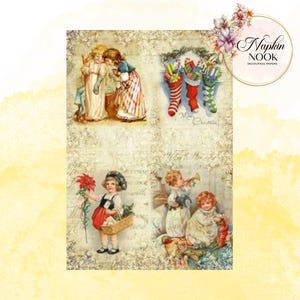 Rice Paper For Decoupage, A4 Paper, Victorian Christmas Rice Paper, Holiday Images DIY Craft Supply, Crafter's Gift, Mulberry Paper