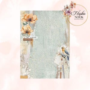 Mots poétiques, papier de riz pour découpage, image de la nature, papier pour petits meubles 8,26 x 12,69 pouces, cadeau artisanal, fournitures de bricolage, papier de mûrier