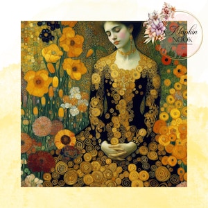 Woman In Gold Furniture Decoupage Paper, Floral Design, Upcycle, Crafter's Gift, Large 23.4" x 33.1", DIY Supply