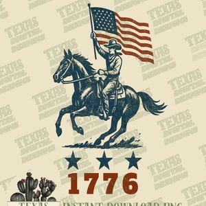 Bandera de vaquero de 1776 PNG / Diseño de sublimación patriótica / Arte digital del 4 de julio