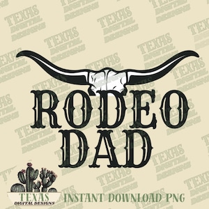 Cráneo de toro de papá rodeo PNG / Diseño de sublimación para el Día del Padre del Oeste / Arte digital de estilo vaquero para regalos para papá / Papá rodeo / Diseño digital