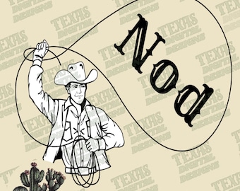 Nod, Cowboy Team Roping | Calf Roping | Breakaway Roping | Lasso PNG | Western Rodeo Sublimation Design | Cowboy Digital Art for T-Shirts