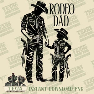 Rodeo Dad and Son PNG | Western Cowboy Sublimation Design | Country Father Son Digital Art for Apparel Gift | Digital Download | Rodeo Daddy