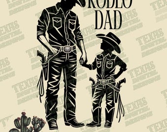 Rodeo Dad and Son PNG | Western Cowboy Sublimation Design | Country Father Son Digital Art for Apparel Gift | Digital Download | Rodeo Daddy