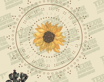 Boho Sunflower Mandala PNG | Watercolor Sunshine Floral Digital Art | Instant Download Sublimation Design for T-Shirts & Decor