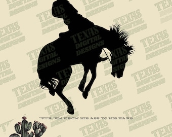 Spur 'Em Bronc Rider PNG | Western Rodeo Cowboy Sublimation Design | Country Life Digital Art for Apparel | Rodeo Life | Bareback Rider