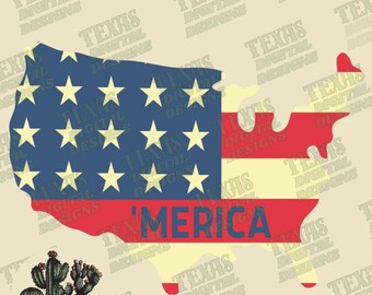 America |  'Merica US Flag PNG | Patriotic Sublimation Design | 4th of July Digital Art | Digital Download