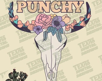 Trendy Punchy Western Cow Skull SVG PNG – Floral Country Girl Sublimation Design for Cricut, Cowgirl Shirt Art, Boho Rodeo Clipart Download