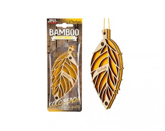 Eco-Friendly Bamboo Car Air Freshener by AirFresh - Scented Wood Collection. Scent: Coco beach