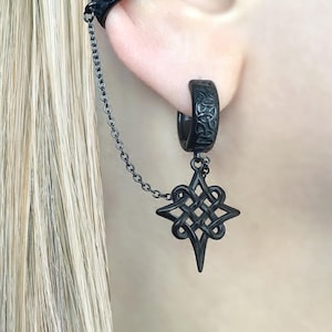 Celtic Hoop with ear cuff, Celtic earring,Celtic Hoop earrings, Mens earring, Mens hoops,Celtic ear cuff, Viking jewelry, earrings with cuff