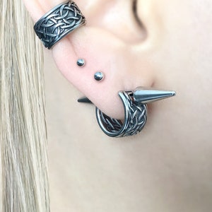 Celtic hoop , Celtic earrings, Hoop earrings,Celtic Hoop earrings, Mens earrings, Mens hoops, Wide hoop, Huggie hoops, Viking jewelry